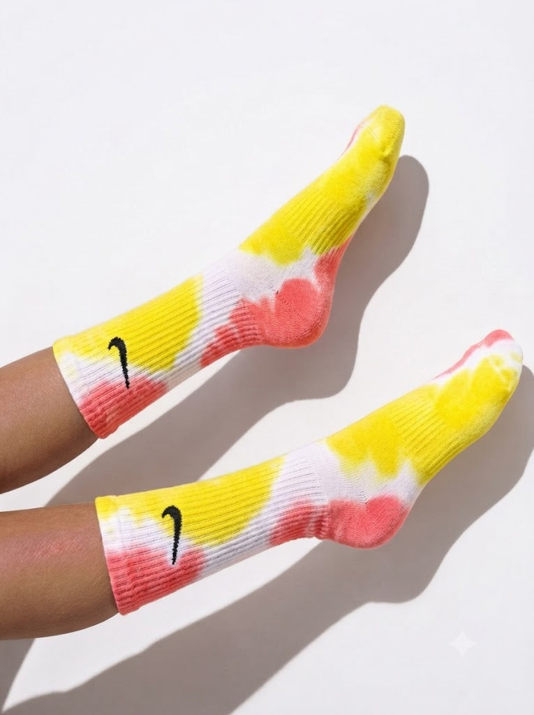 PINK & RED TIE DYE SOCKS